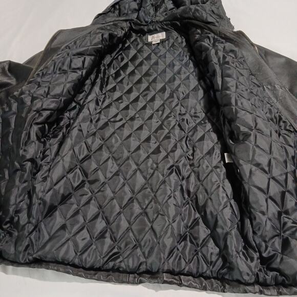 VTG Fashion Attitudes Men's Med Black Leather Quilt-Lined Adjustable Waist Coat - Picture 7 of 13